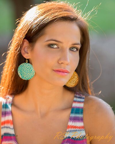 Senior photoshoot with awesome earrings with Ron Schroll Photography in Davidson, NC