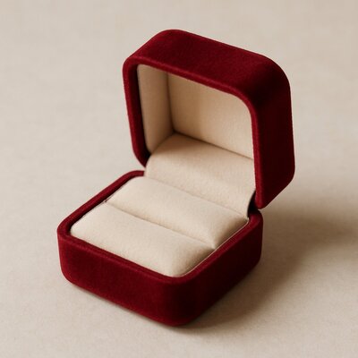 bespoke satin wedding ring box in burnt sienna red 