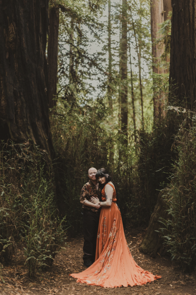 witchy wedding in the redwoods with a dark and moody editing style