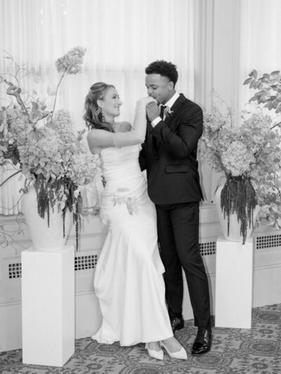Modern black-tie wedding in the grand ballroom of The Jefferson Hotel in Richmond Virginia, captured by luxury fine art wedding photographer for multi-day events