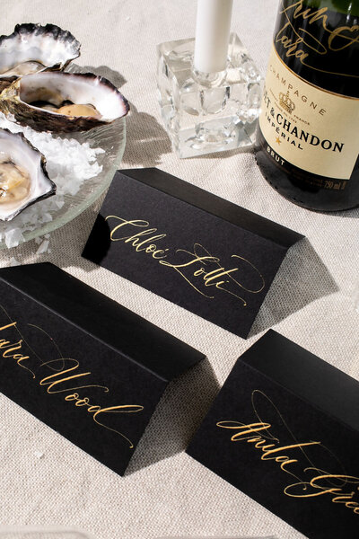 Black-gold-calligraphy-placecards