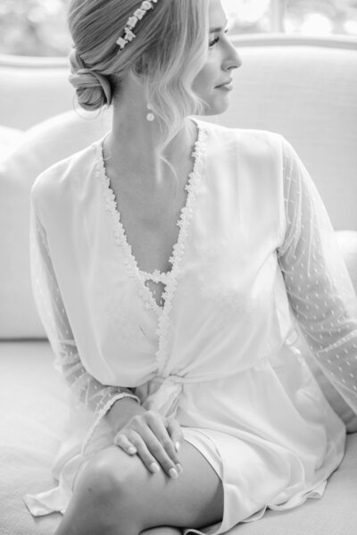 elegant wedding photo of bride getting ready