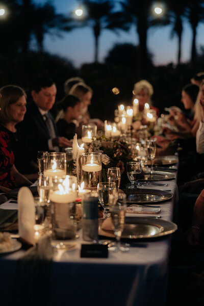 Arizona Wedding Photographer and Videographer Wedding Reception Evening Table