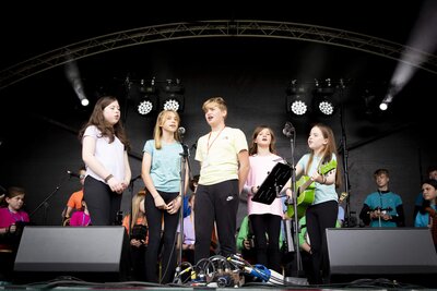 Stage with crowd at Irish Traditional Festival Feile Nasc