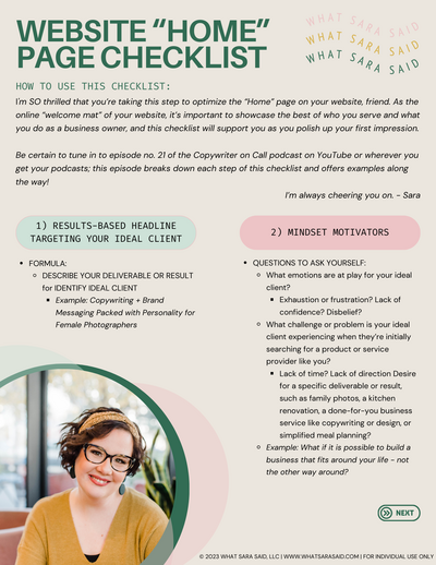 Preview of Website Home Page Checklist PDF on computer