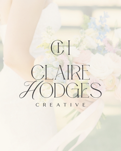 Claire Hodges Creative Logo on Cream Wedding Photo