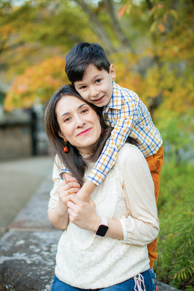 Mom and son in family photo session in Birmingham