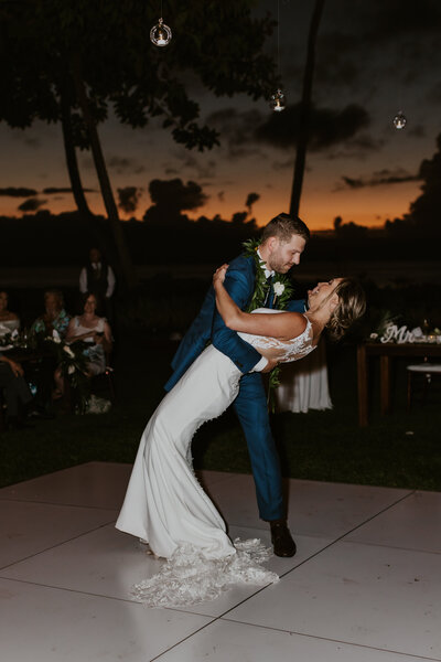 bride and groom dancing at their wedding