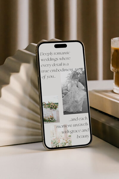 Custom website design for a high-end wedding planner based in the US.