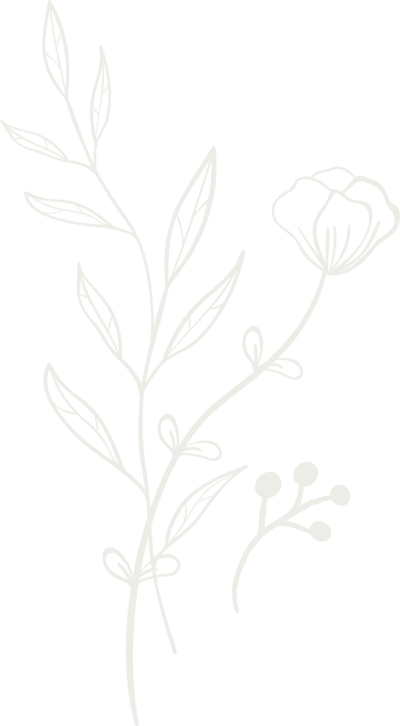 Whimsical graphic of white flowers
