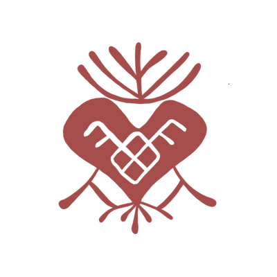 rust colored illustration of a heart with branches coming off from the center
