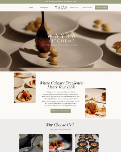 Wayra Kitchens website highlighting custom small business branding and web design by Kemotion.