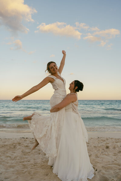 LGBTQ intimate tropical destination beach wedding in Cancun, Mexico.