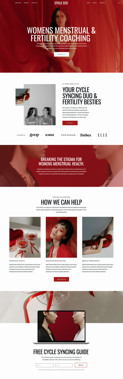 A screenshot of a Cotswold Designs Showit Website Template Customization