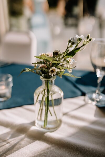 Wedding centerpiece small florals in vase