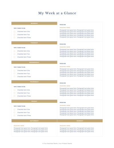 Product 1 Week Planner Template