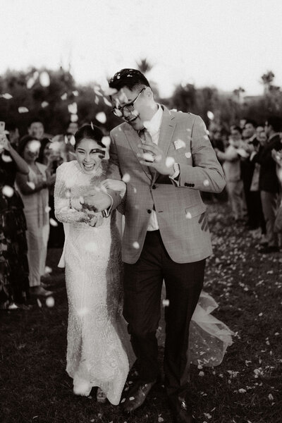 B&W Photo of Bride and Groom