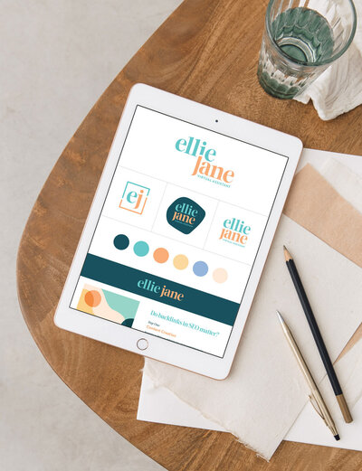 bold logo design and brand board for Ellie Jane