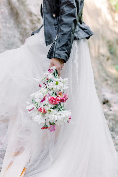 Floral detail adventure wedding photo by Staci Addison Photography