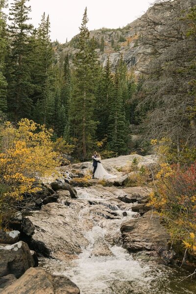 Colorado waterfall elopement during fall