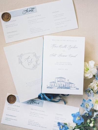blue wedding invitation suite