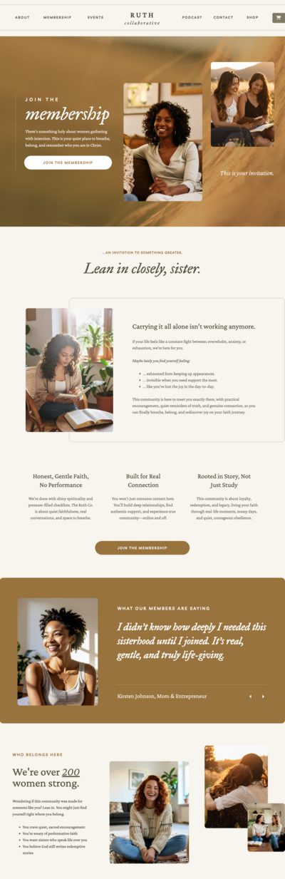 kimberly showit website template for coaches and course creators, about page mocked up on an ipad