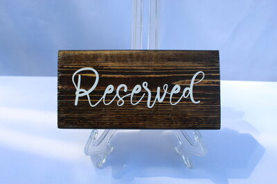 reserved standing wood wign for rent