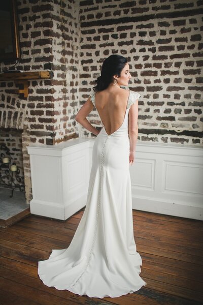 Butterfly Wedding Dress with off-the-shoulder sleeves