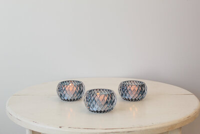 TE Inventory-Textured Deep Blue Shallow Votive Candle Holders 046
