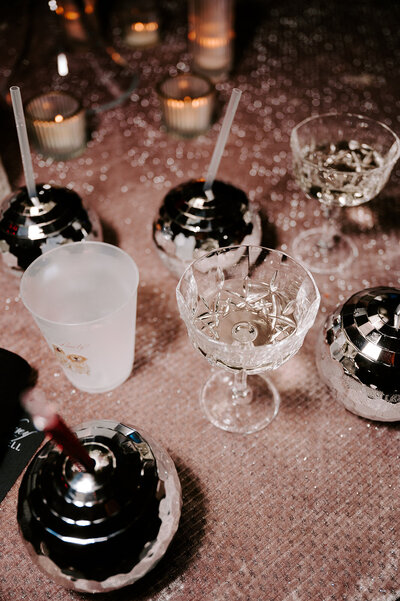 Disco ball drinks for a Houston Wedding