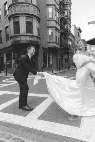 Couple dancing outside