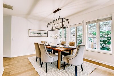 A renovated dining room of a home in Edmonds, WA