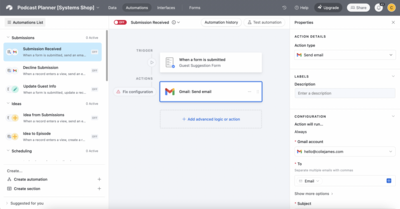Podcast Planner Submission Received Automation