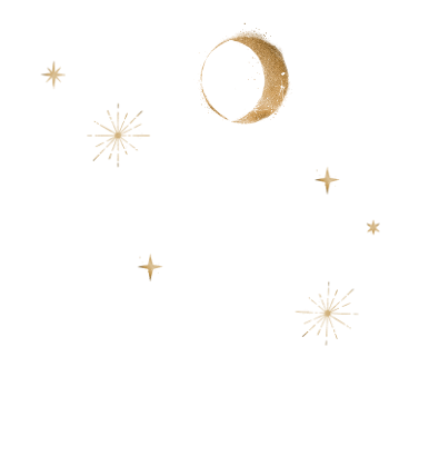 Gold moon and stars