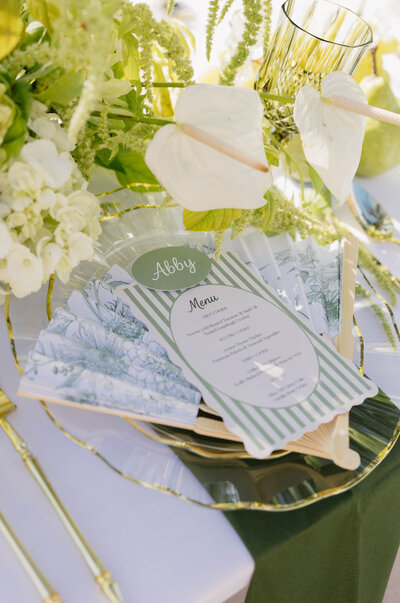 custom napkins and a charcuterie board