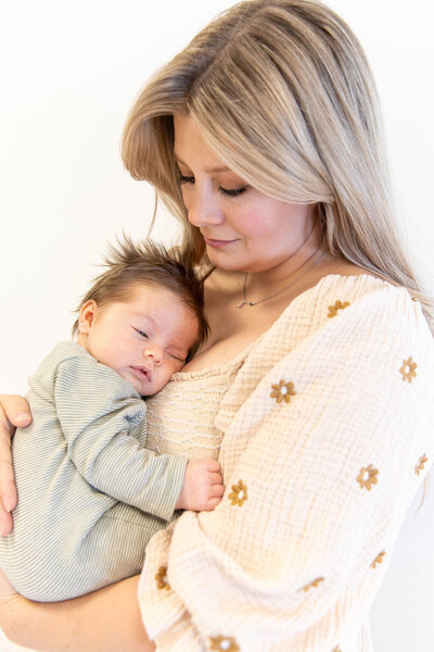 Woman holding her newborn