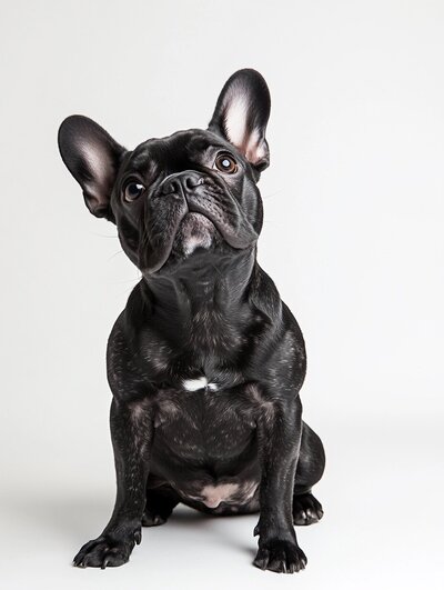Frenchie in light Blue Photoshoot