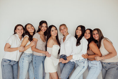 Group of seniors pose before graduation
