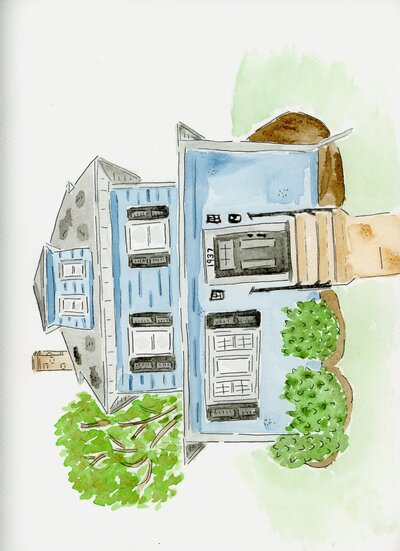 House warming gift illustration of historic home