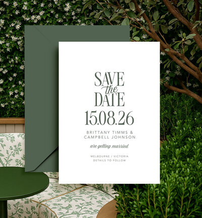 Country Club save the date in greenery theme