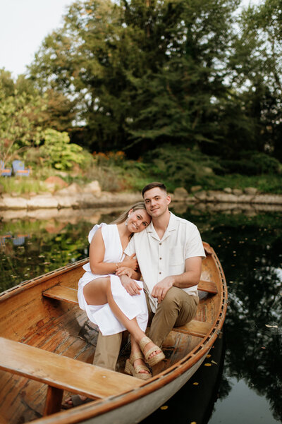 Engagement photography in South Bend rowboat