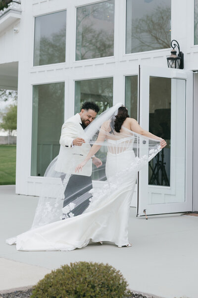 bride and groom exit ceremony in dallas wedding