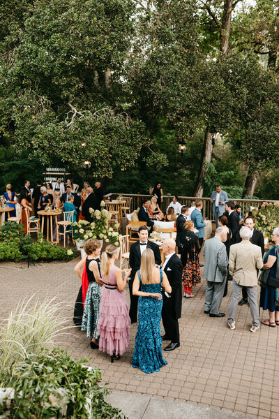 elegant wedding reception with fashionable guests at the madrona wedding in healdsburg
