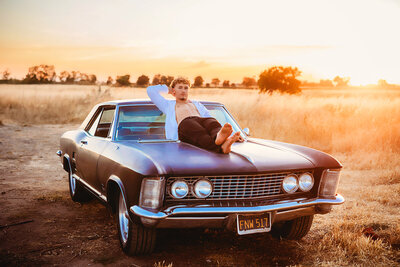 classic car, boy, senior photos