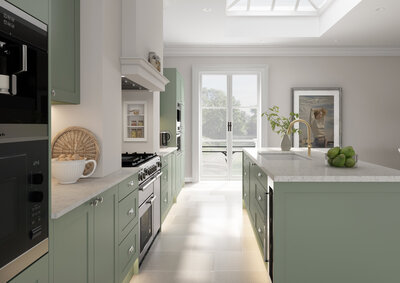 Beautiful green bespoke kitchen by T&G Carpentry