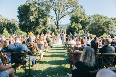 Ceremony for backyard wedding in Gilroy