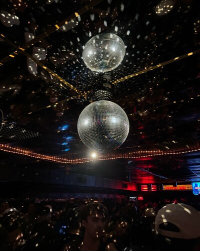 Disco balls and stage lights from The Tonic Connecticut cover band live performance