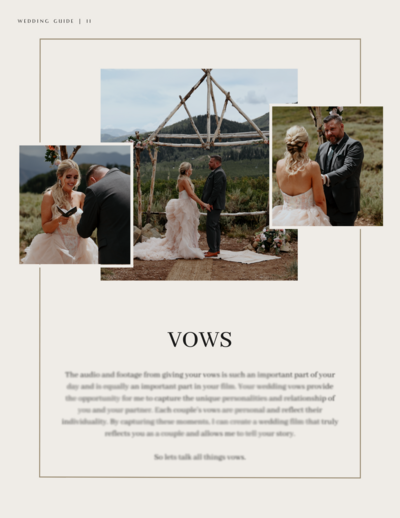 Artsy Wedding Video Guide Vows Page