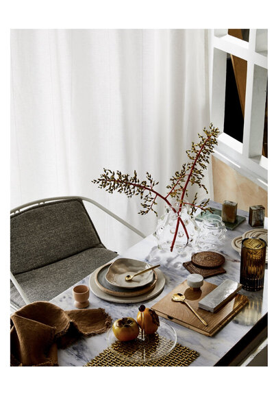 Melbourne interior styling project in progress featuring timber exterior and glass door entry and table of accessories