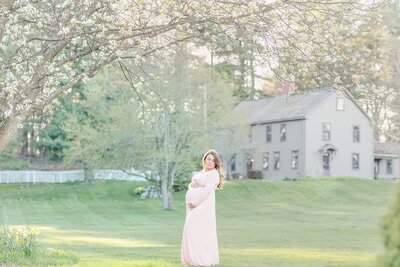 spring blossoms and maternity photo session in Natick Massachusetts with Sara Sniderman Photography
